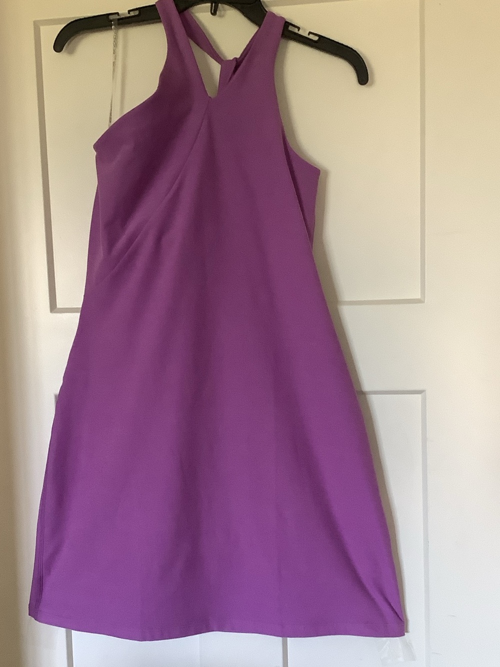 Beyond Yoga Sleeveless Halter A-Line Dress in Purple